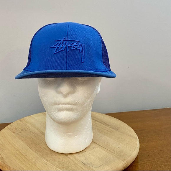Stussy Trucker Big Basic Snapback Sport Blue Streetwear Adjustable Skater Hat - Picture 1 of 14